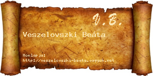 Veszelovszki Beáta névjegykártya