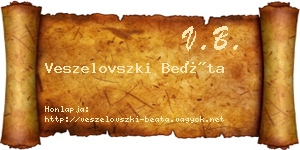 Veszelovszki Beáta névjegykártya